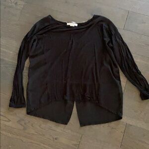 August Silk Black Tee With Mesh Hem Size M